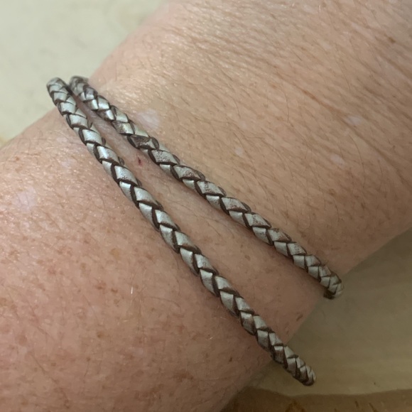 Pandora Double Silver Braided Leather Bracelet - Picture 5 of 5